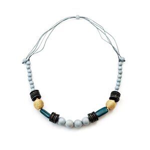 Necklace - Wooden Bombon, Grey